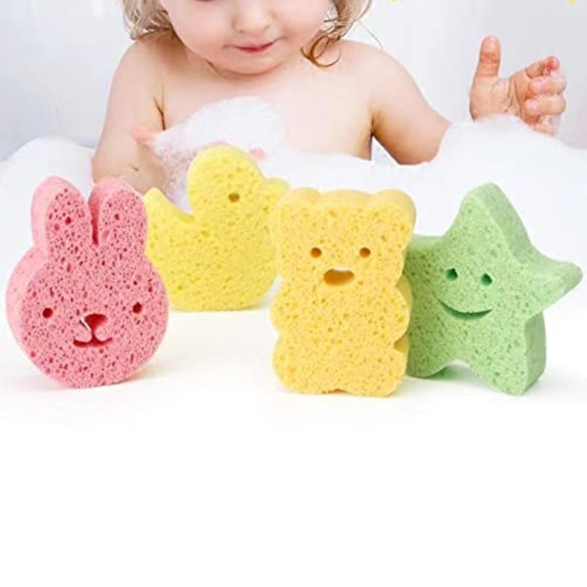 Set of 2 Cute Bathing Sponges for Children, Body Scrubber